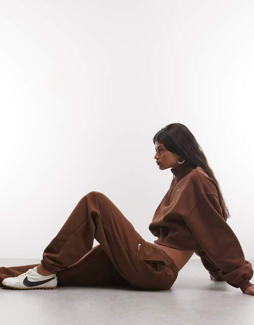 Nike – Studio Fleece – Brązowy zestaw oversize o średniej gramaturze, 2 z 4
