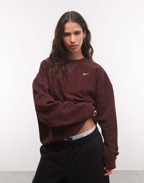 Nike Studio Fleece sudadera extragrande de felpa pesada en burdeos - view 1