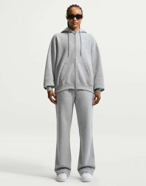 Nike Studio Fleece sweat à capuche zippé intégral oversize de poids moyen gris, 2 de 4