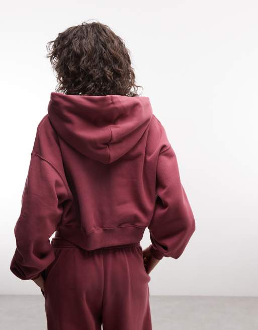 Nike Studio Fleece sweat à capuche zippé oversize court mi-épais rose, 4 de 4