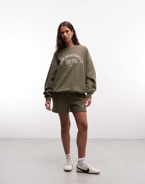 Nike Studio Fleece varsity co-ord in khaki - view 1