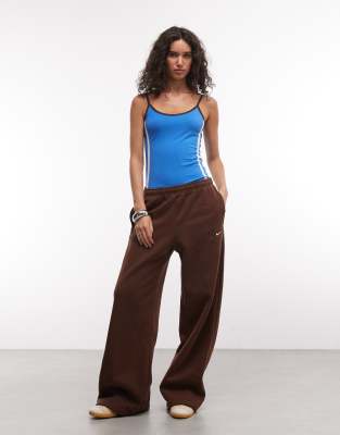 Nike Studio Fleece Wide Leg Sweatpants In Brown