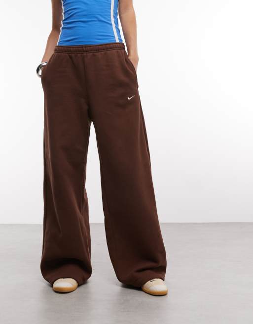 Nike Studio Fleece wide leg sweatpants in brown | ASOS