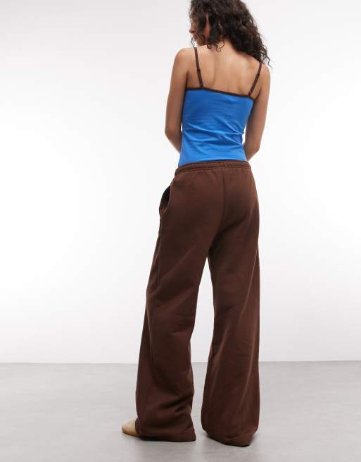 Nike Studio Fleece wide leg sweatpants in brown , 4 of 5