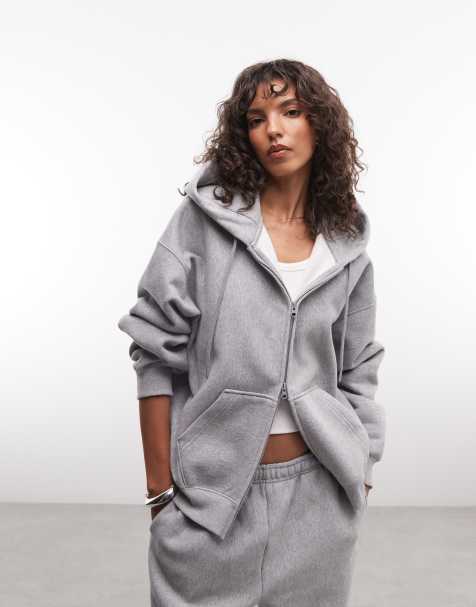 Nike Studio fleece zware oversized hoodie met rits in donkergrijs - view 1