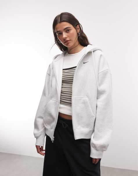 Nike Studio fleece zware oversized hoodie met rits in grijs - view 1