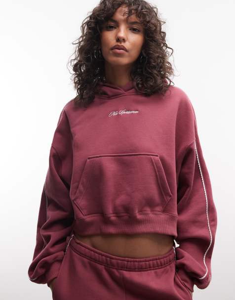 Nike - Studio - Sweat à capuche court en polaire semi-épaisse à bords festonnés - Rose - view 1