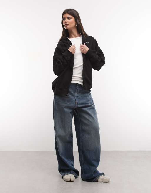 Nike Studio sweat à capuche oversize zippé intégral mi-épais noir, 2 de 4