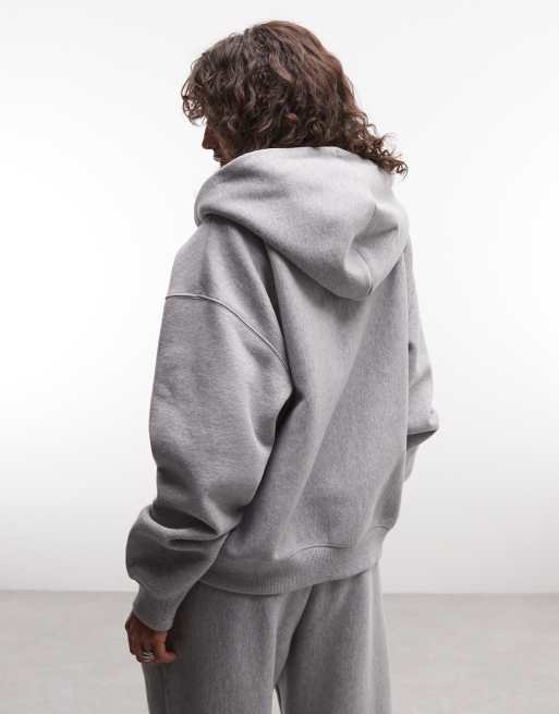 Nike Studio sweat à capuche zippé oversize en molleton épais gris foncé, 3 de 5