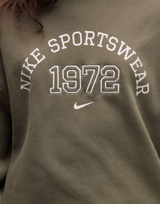 Nike - Studio - Sweat-shirt oversize en polaire style universitaire - Kaki, 3 de 4