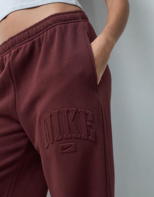 Nike Studio wide leg logo sweatpants in burgundy, 2 of 5
