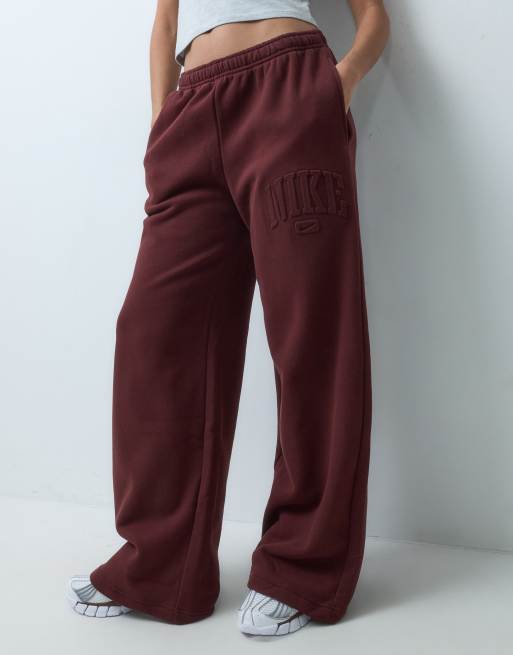 Nike Studio wide leg logo sweatpants in burgundy, 5 of 5