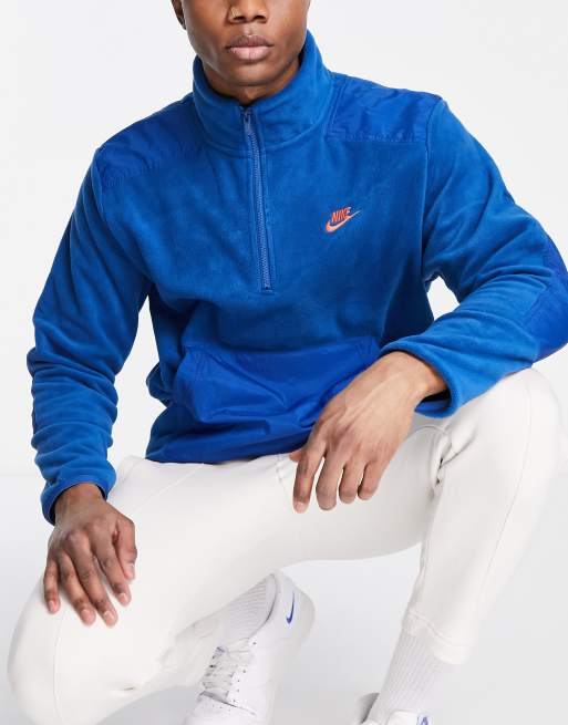 Nike Style – Essentials – Blå sweatshirt i polarfleece med 1/2-lång dragkedja - MBLUE
