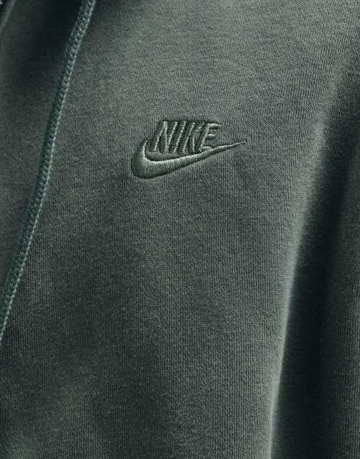Nike sudadera con capucha y cremallera completa en verde oscuro lavado, 4 de 5