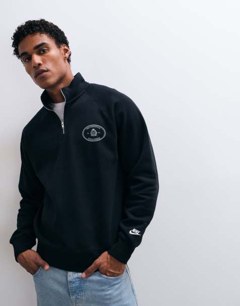 Nike - Sudadera negra con logo y media cremallera - view 1