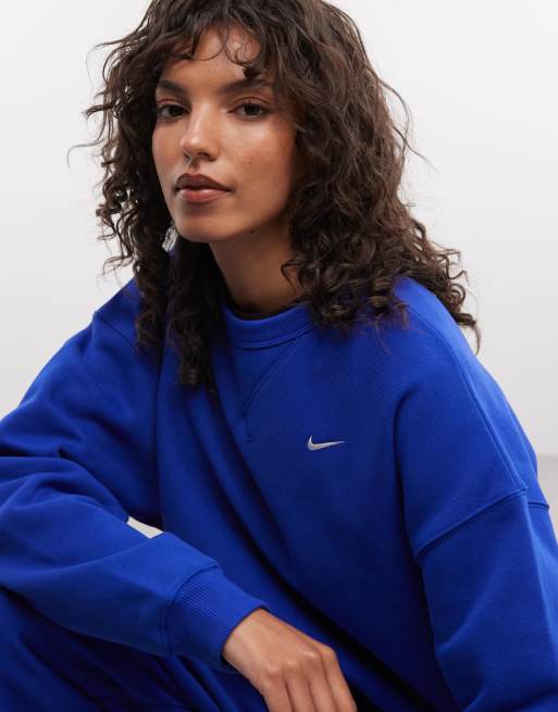 Nike - sudadera oversize de felpa gruesa azul, 3 de 4