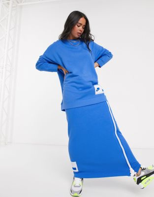 nike zip side blue maxi skirt