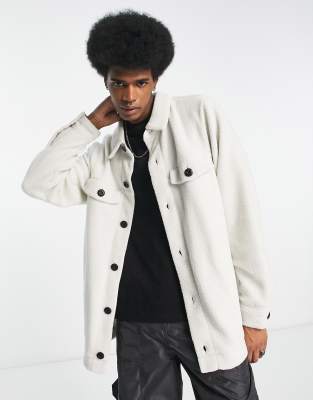 Nike lightweight sherpa shacket in light bone - ASOS Price Checker