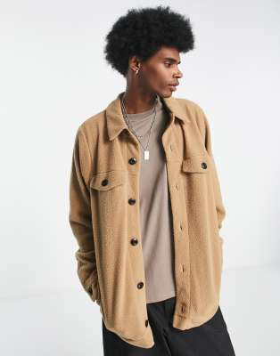 Nike lightweight sherpa shacket in driftwood - ASOS Price Checker