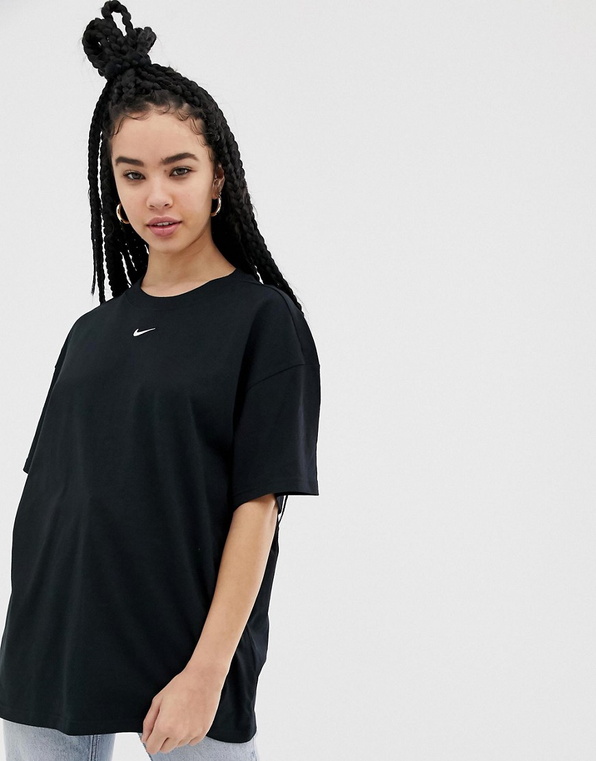 Nike – Svart, oversized t-shirt i boyfriend-modell
