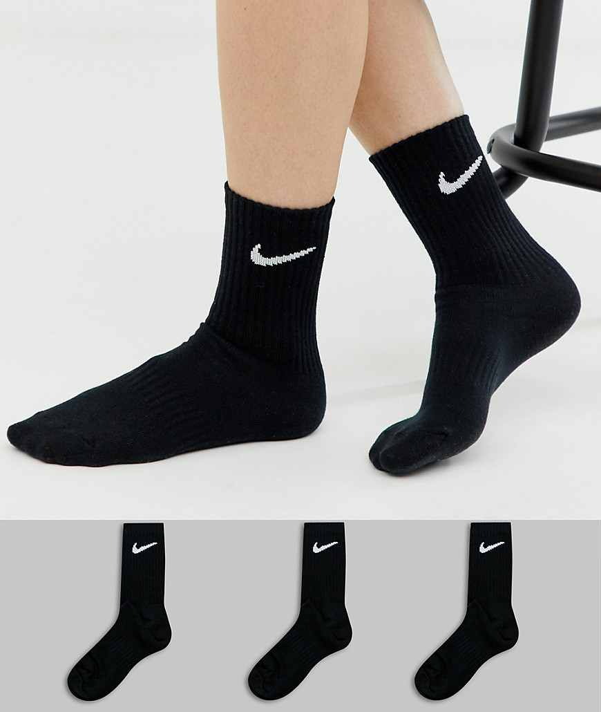 Nike – Svarta träningsstrumpor med swoosh-logga i 3-pack-Flerfärgad