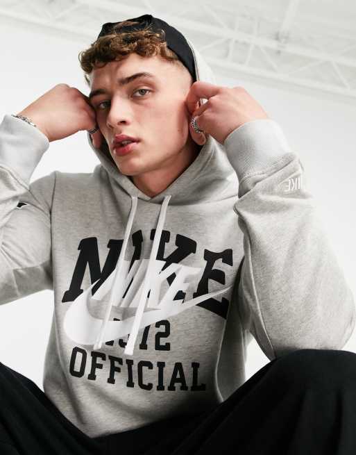 Nike - Sweat à capuche à imprimé style universitaire vintage - Gris