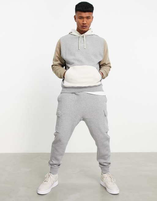 Nike - Sweat à capuche à motif color block - Gris foncé/multicolore