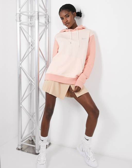 Nike Sweat capuche color block oversize avec petit logo m tallis Corail ton sur ton
