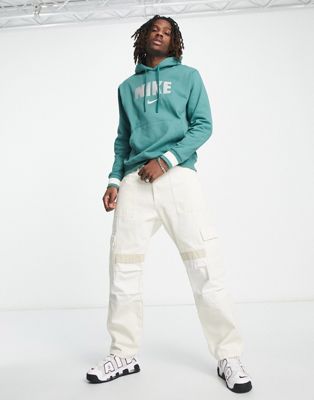 Nike Retro fleece hoodie in green - ASOS Price Checker
