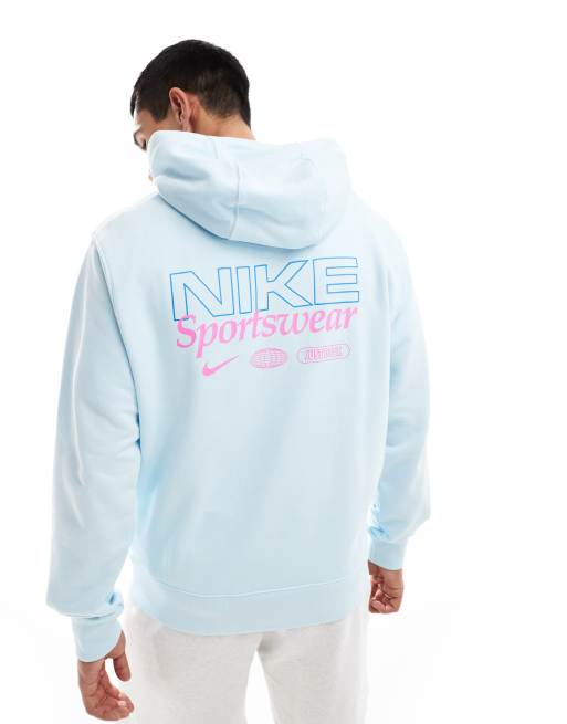 Nike - Sweat à capuche imprimé au dos - Bleu clair