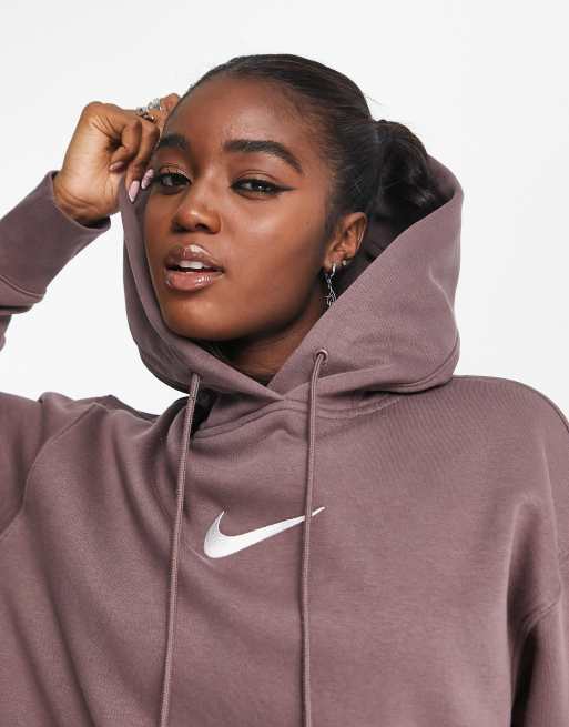 Nike Sweat capuche mi long avec logo virgule Prune ASOS