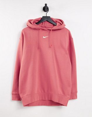 Femme Nike - Sweat à capuche oversize à enfiler avec petit logo virgule - Rose
