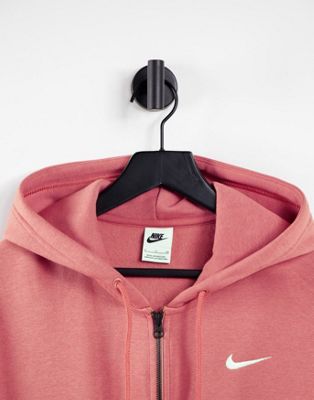 Femme Nike - Sweat à capuche oversize à fermeture éclair et mini logo virgule - Rose archéologique