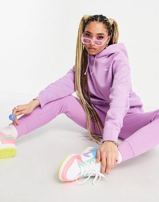 Femme Nike - Sweat à capuche oversize à petit logo virgule - Violet