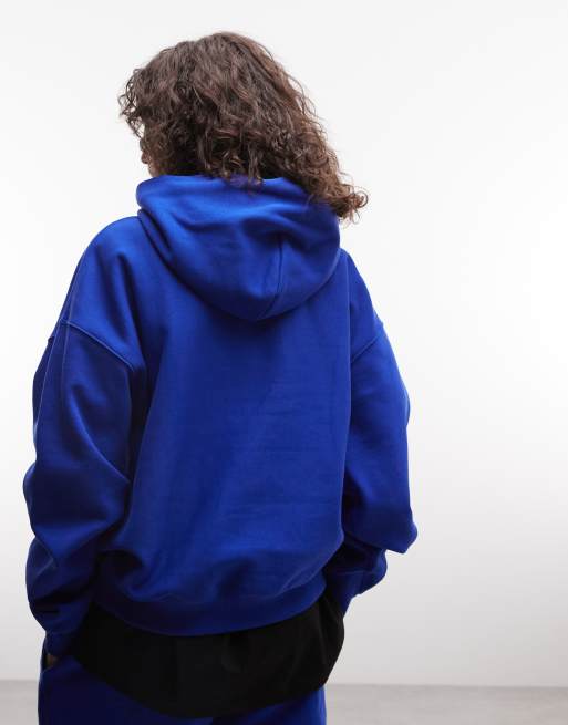Nike sweat à capuche oversize en molleton épais bleu, 4 de 4