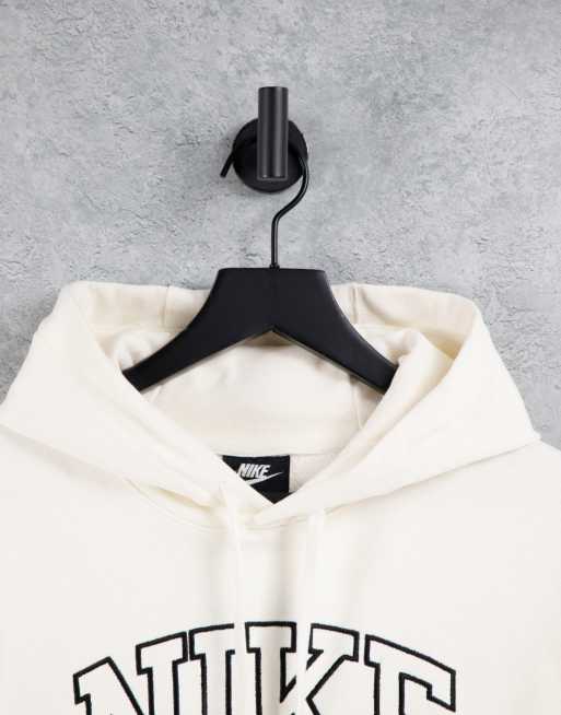 Nike - Sweat à capuche oversize unisexe en polaire style rétro avec logo - Blanc cassé, 3 de 4