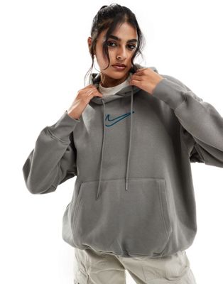 Nike - Sweat à capuche unisexe mi-long avec logo virgule moyen - Gris foncé | ASOS