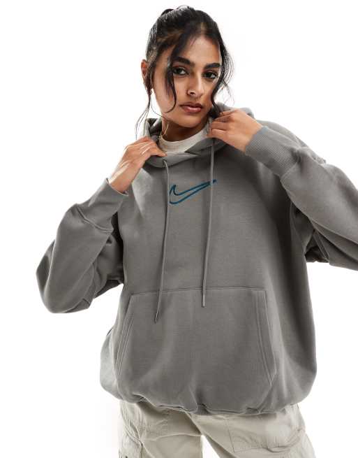 Nike Sweat capuche unisexe mi long avec logo virgule moyen Gris fonc