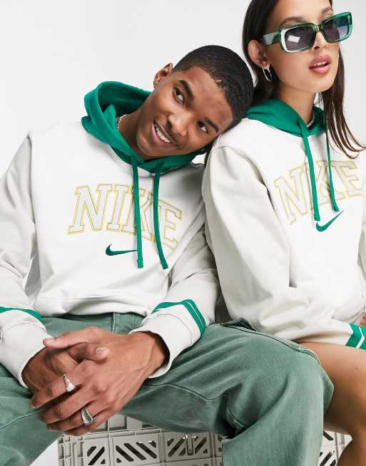 Nike Sweat capuche unisexe style r tro universitaire Blanc et vert