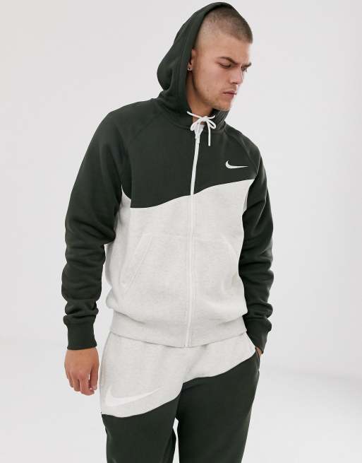 Nike Surv tement zipp logo virgule Kaki gris ASOS