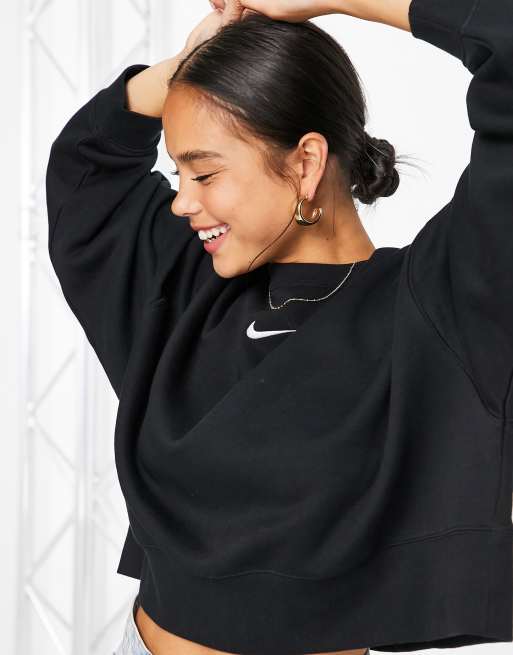 Nike - Sweat oversize coupe carrée avec mini logo virgule - Noir, 3 de 4