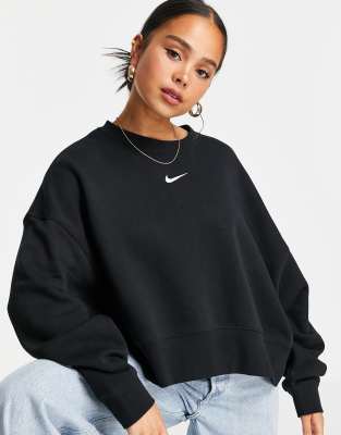 Nike - Sweat oversize coupe carrée avec mini logo virgule - Noir