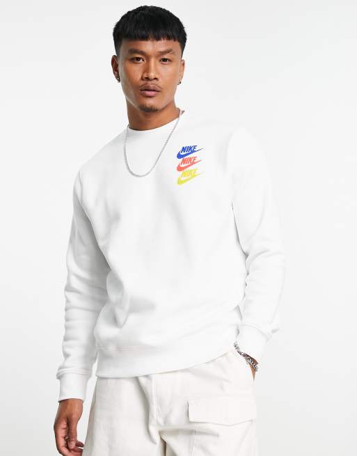 Nike - Sweat ras de cou à logo multicolore - Blanc