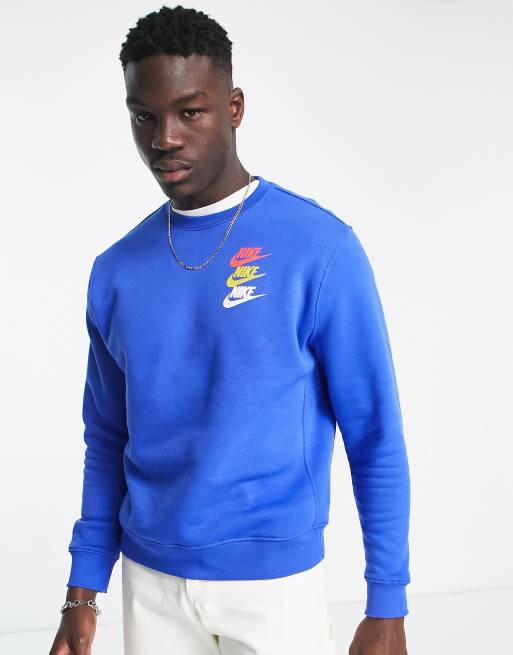 Nike Sweat ras de cou avec logo multicolore Bleu roi