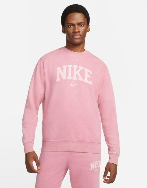 Nike Sweatshirt in verwaschenem Rosa mit geschwungenem Retro Logo ASOS