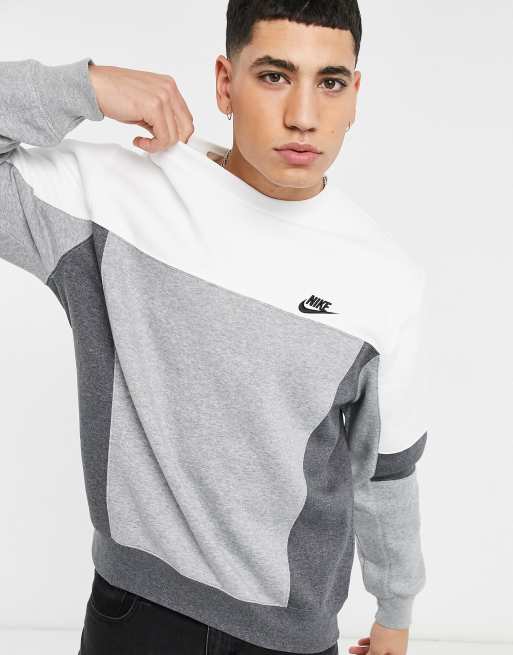 Nike Sweatshirt Mit Farbblockdesign Und Rundhalsausschnitt In Weiss Dunkelgrau Evesham Nj