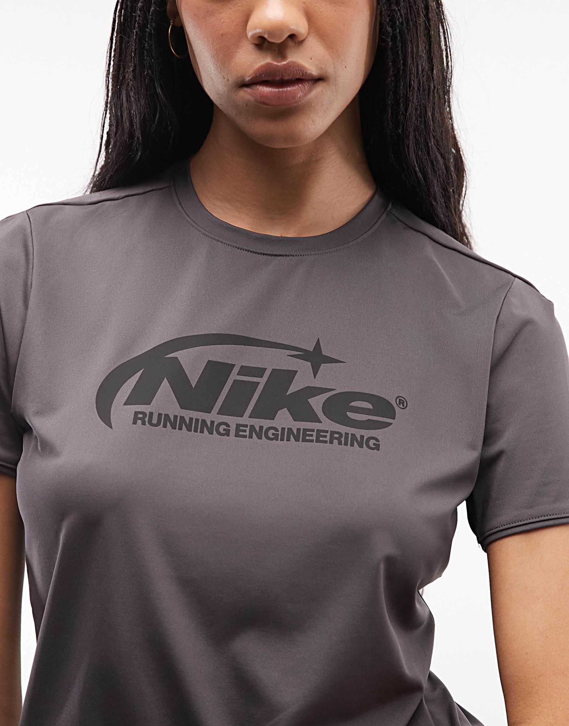 nike swift running dri-fit t-shirt in gray