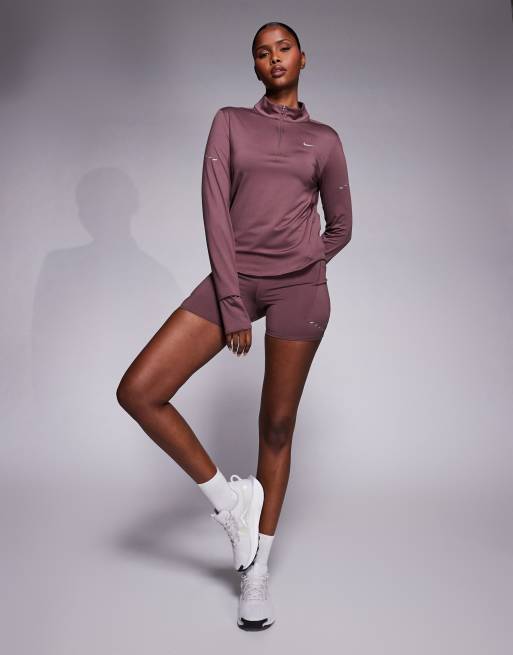 Nike Swift running long sleeve top in brown | ASOS
