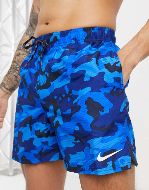 Nike Swimming 5 inch camo volley shorts in navy