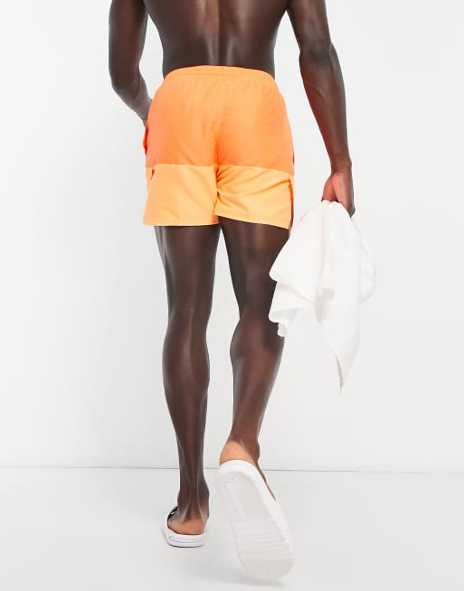 Nike Swimming 5 inch color block swim shorts in peach ASOS